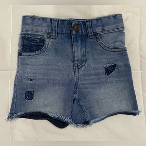 Genuine Kids from Oshkosh Toddler Infant blue Denim Patched Jean Shorts 12 Month
